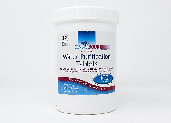 Oasis 3000 Water Purification Tablets - 100 Tablets per Tub