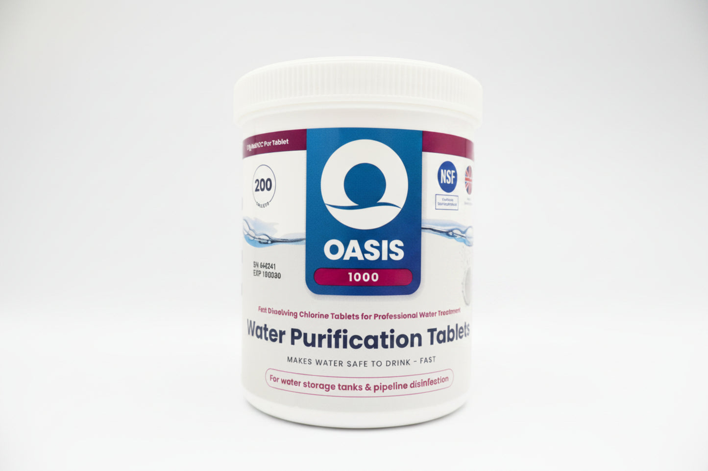 Oasis 1000 Water Purification Tablets- 200 Tablets per Tub